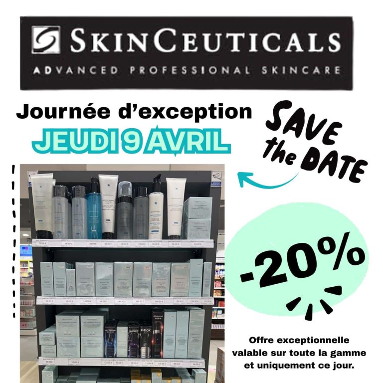 Le jeudi 9 avril, prenez un instant pour vous et votre peau avec SkinCeuticals à la grande pharmacie de la poste à Sarrebourg